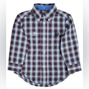 Boys Chap plaid cotton blend button down shirt